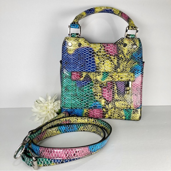 Steve Madden Girl Faux Snake Skin Square Crossbody Bag Multi Colored NWOT - Picture 1 of 13